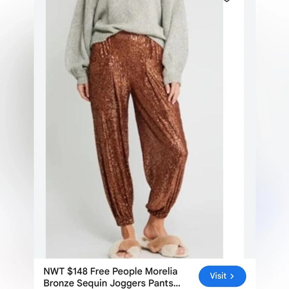 Free People Morelia Sequin Jogger Pants in Bronze size small - Picture 16 of 16